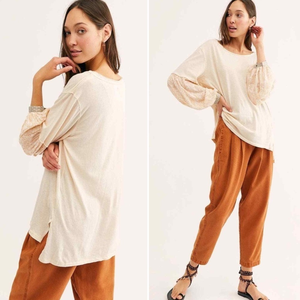 Free People We The Free Jade Cream Long Sleeve Top Women’s Size Large